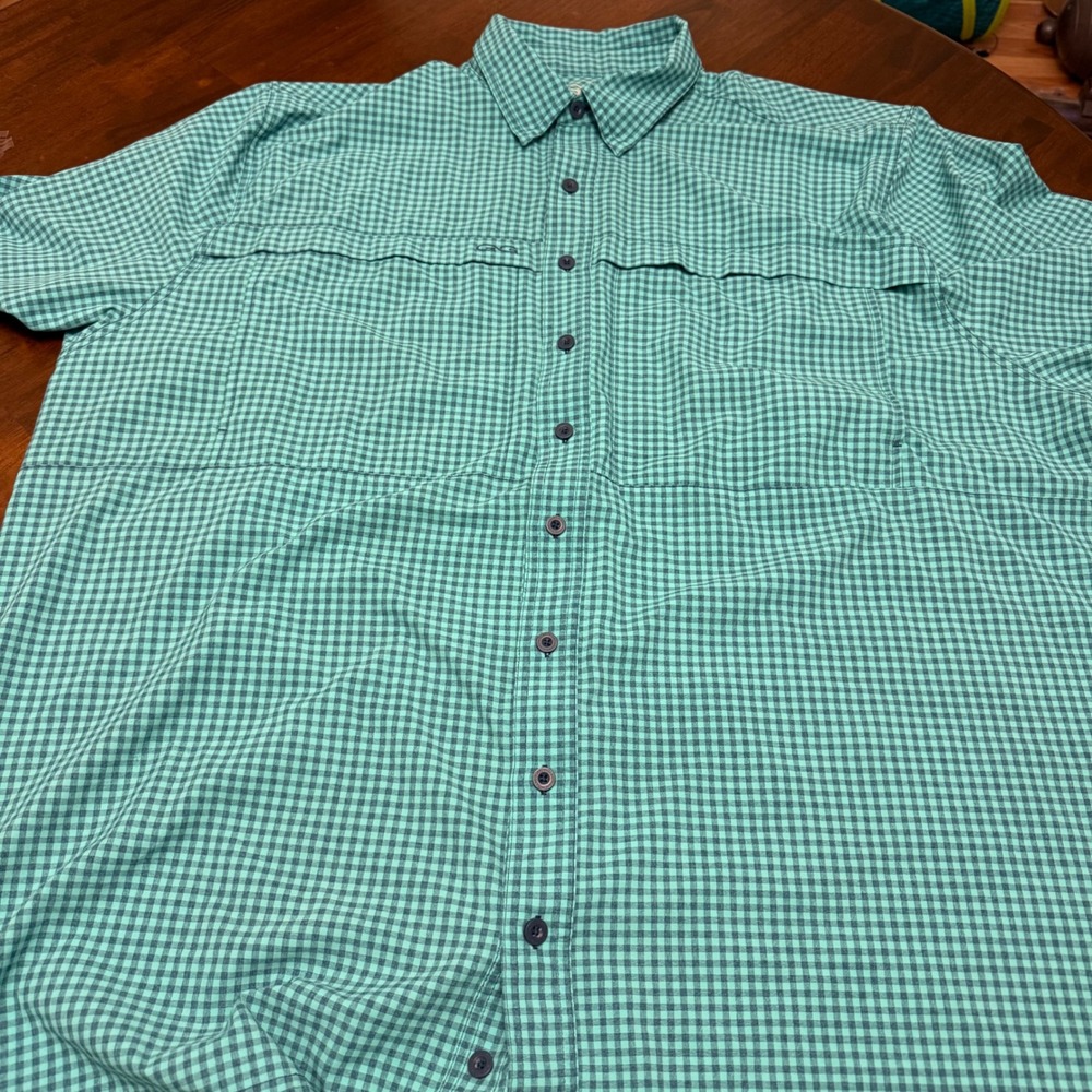 GameGuard Outdoors Mens 4X Turquoise Gingham Short Sleeve Fishing Shirt 1041 - Picture 3 of 7